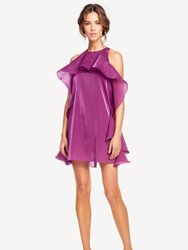 The Tristan Fuchsia Chiffon Ruffle Mini Dress - Fuchsia