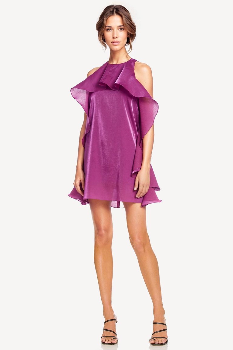 The Tristan Fuchsia Chiffon Ruffle Mini Dress - Fuchsia