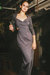 The Trudy - Metallic Long Sleeve Gown - Grey