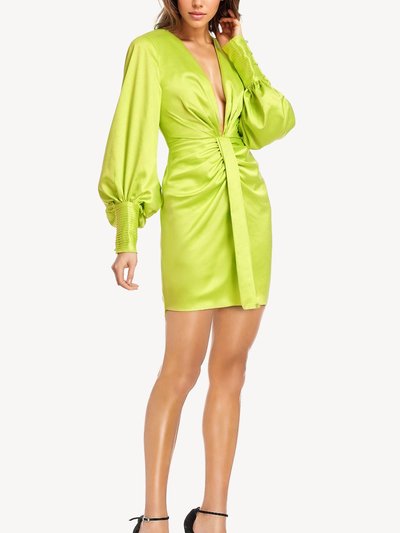 ONE33 SOCIAL The Vera | Green Ruched Balloon Sleeve Cocktail Dress product
