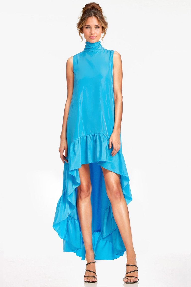 The Yolanda Blue High-Low Maxi Gown - Blue