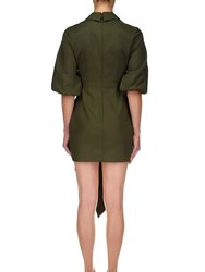 Two-Tone Shirtdress - Olive/Magenta