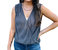 Ashlee V-Neck Tank Top In Charcoal - Charcoal