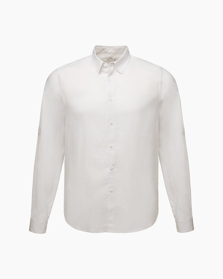 Air Linen Long Sleeve Shirt - White - White