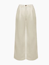 Air Linen Pleated Trousers - White - White