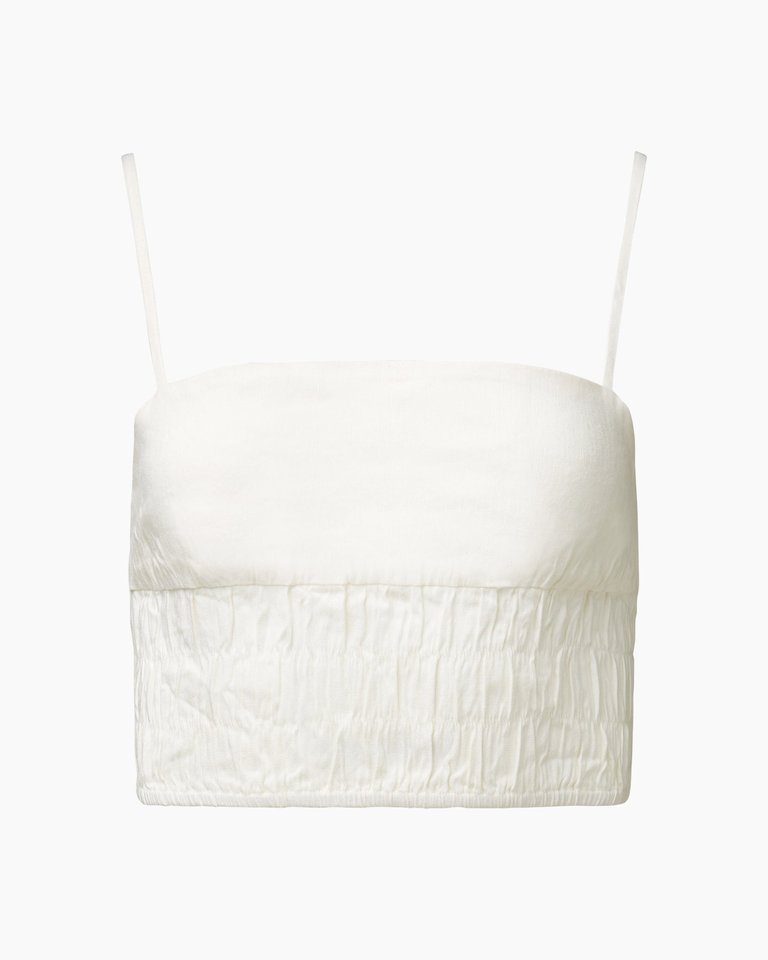 Air Linen Smocked Tank - White - White