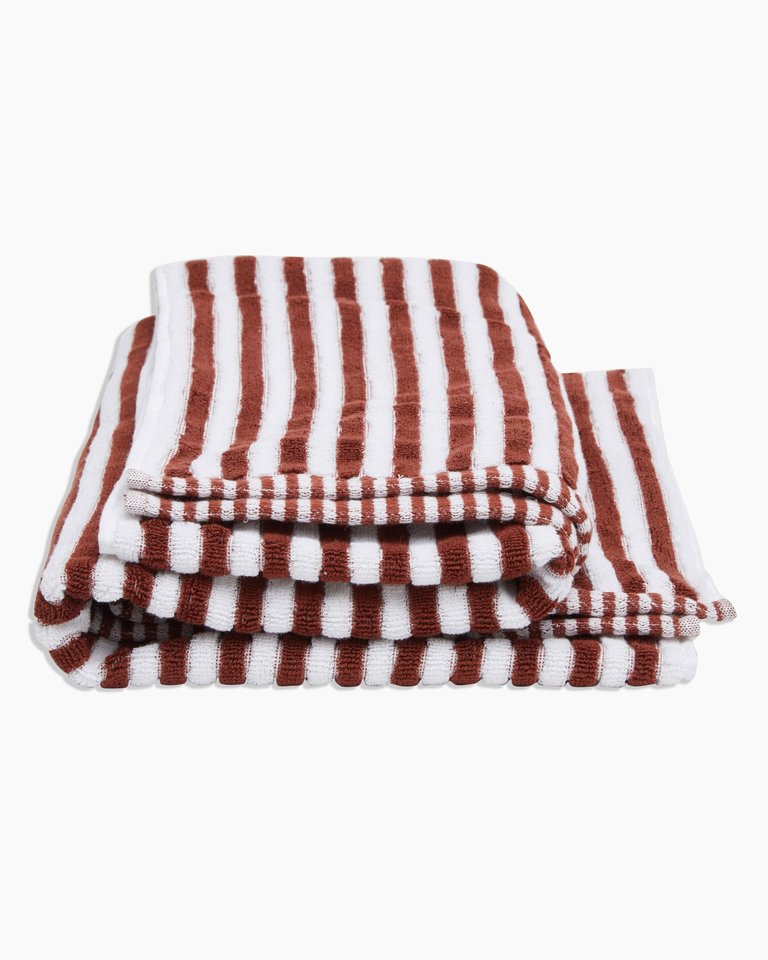 Beach Towel - Paprika White Cabana Stripe