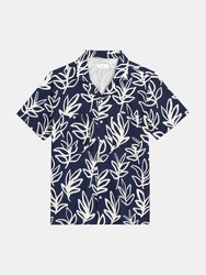 Camp Stretch Chambray Leaves Shirt - Navy