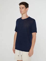 Chad Linen Tee - Deep Navy