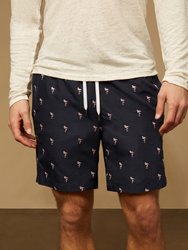 Charles 7" Swim Trunk - Deep Navy Pink