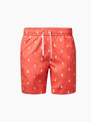 Charles 7" Swim Trunks - Bright Coral White - Bright Coral White