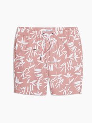 Charles 7" Swim Trunks - Rose Dawn Ink Leaves - Rose Dawn Ink Leaves