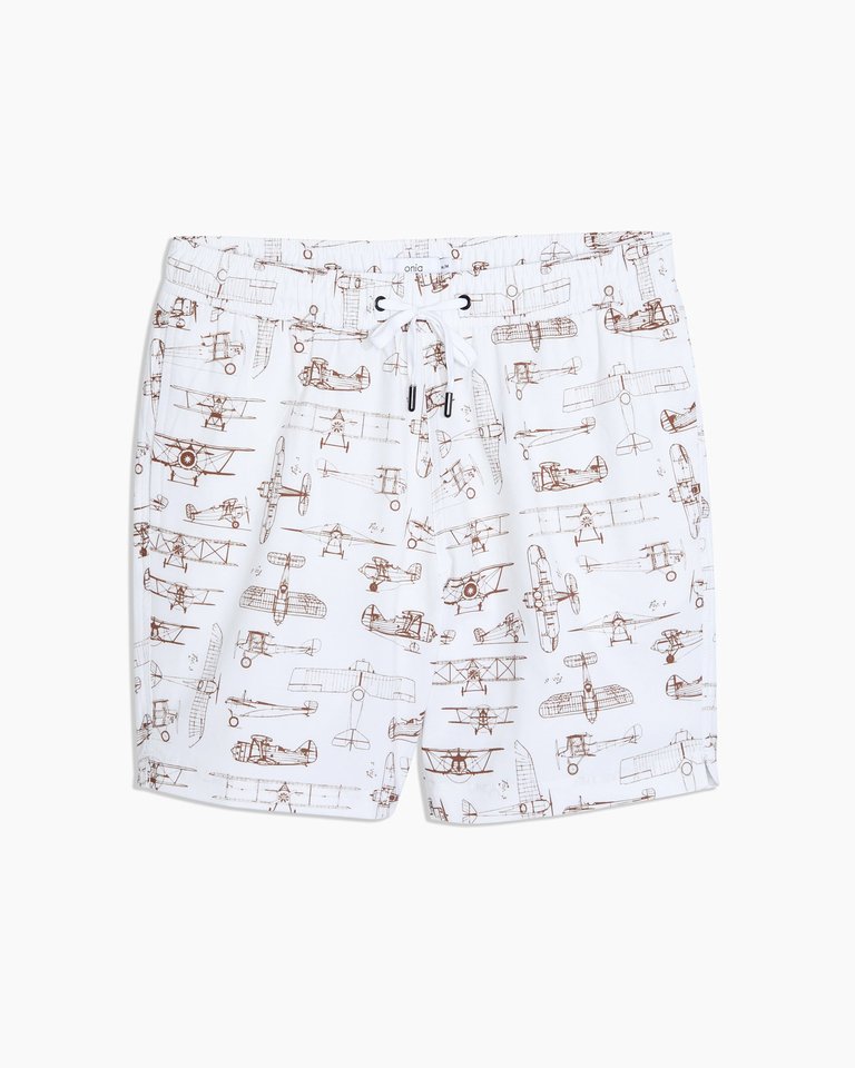 Charles 7" Swim Trunks - Ecru Aviation