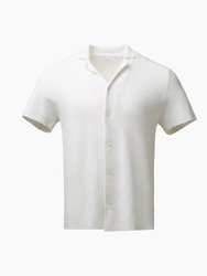 Cotton Textured Camp Shirt - White - White
