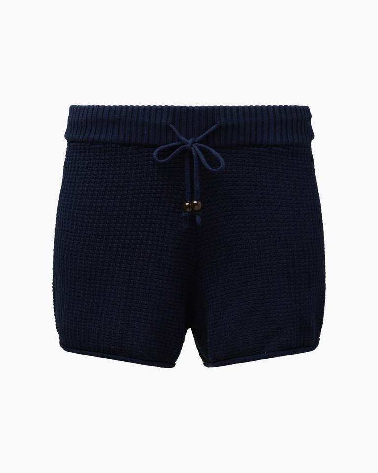 Cotton Waffle Sweater Pull On Short - Deep Navy - Deep Navy