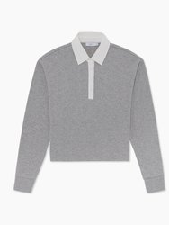 Cropped Rugby Polo - Light Heather Grey