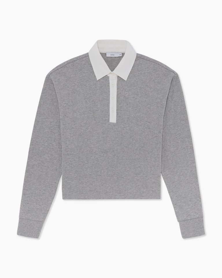 Cropped Rugby Polo - Light Heather Grey