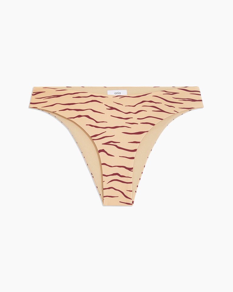 Daisy Tiger Lines Bikini Bottom - Hazelnut