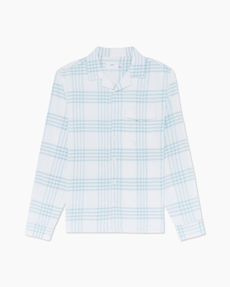 Flannel Convertible Shirt - White Multi Pane Plaid