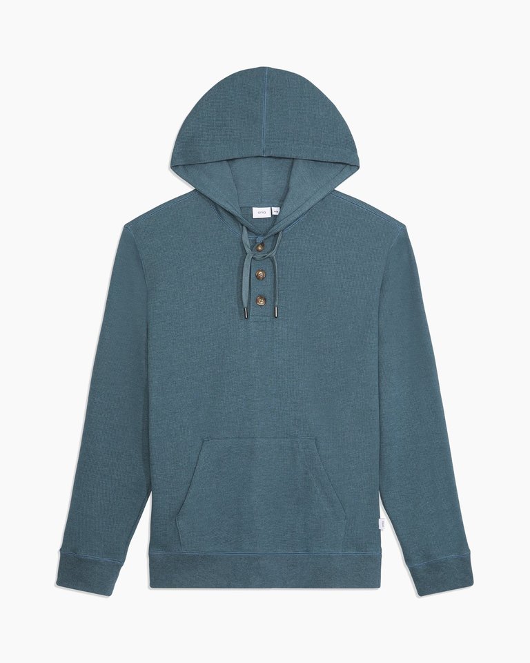Knit Half Button Hoodie - Abyss