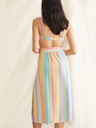 Leah Shimmer Soft Stripes Midi Skirt