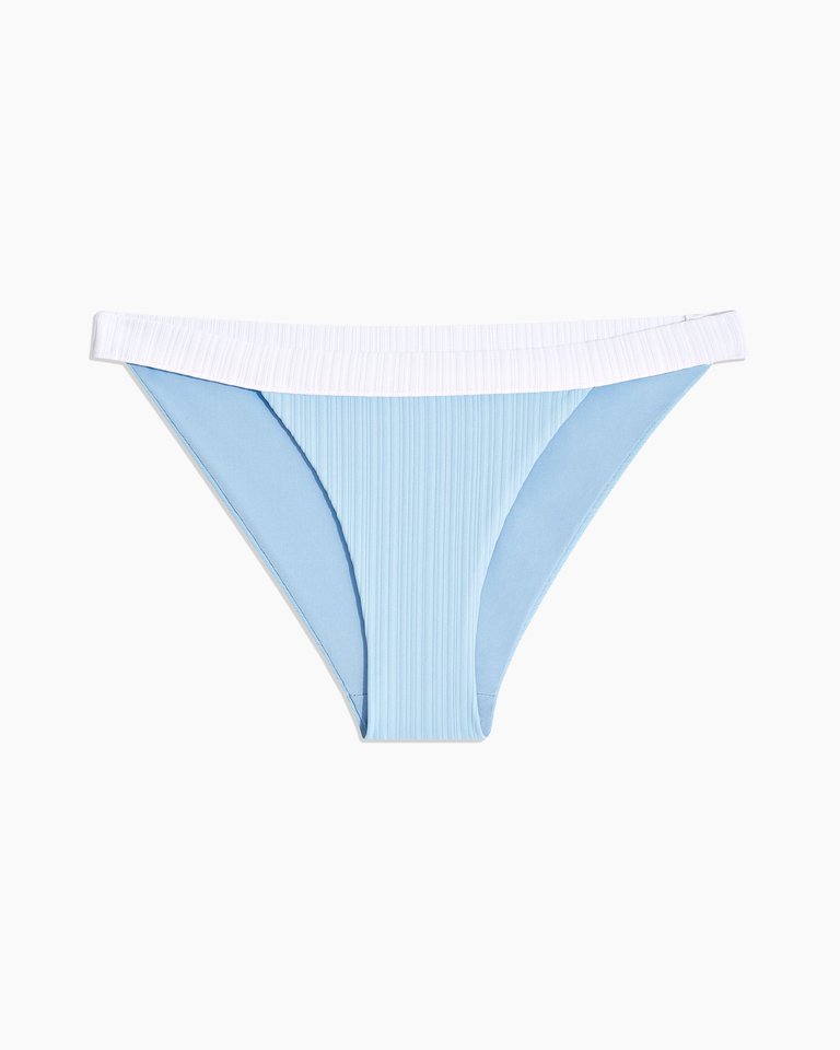 Leila Irregular Rib Bikini Bottom - Airy Blue Multi