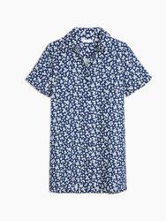 Linen Button Down Shirtdress - New Blue White Field Floral - New Blue White Field Floral