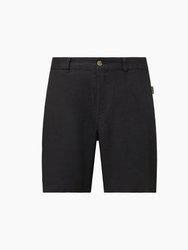 Linen Fixed-Waist Short - Gunmetal