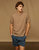 Linen Home Short Sleeve Henley Shirt - Cashew