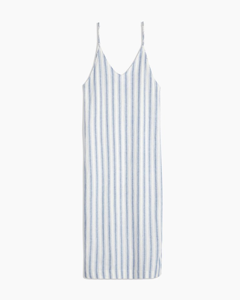 Linen Maxi Dress - Denim-Multi-Beach-Stripe