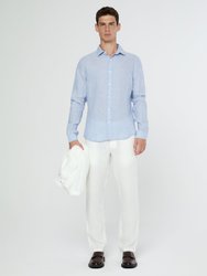 Linen Slim Fit Shirt - Oxford Blue