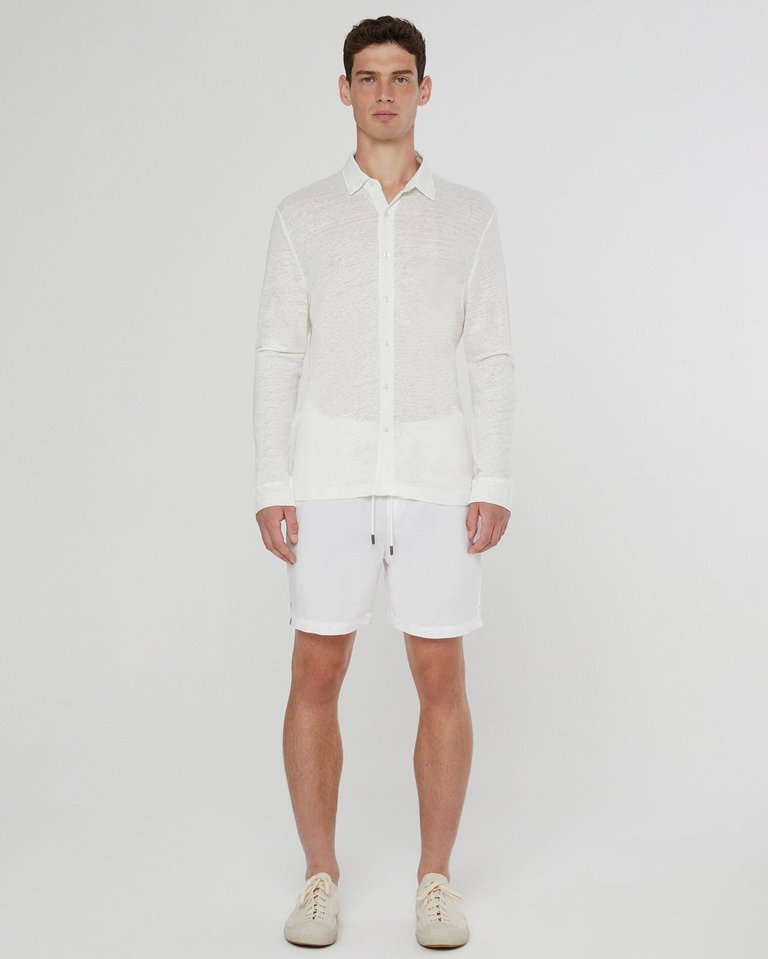 Long Sleeve Dylan Linen Shirt - White - White