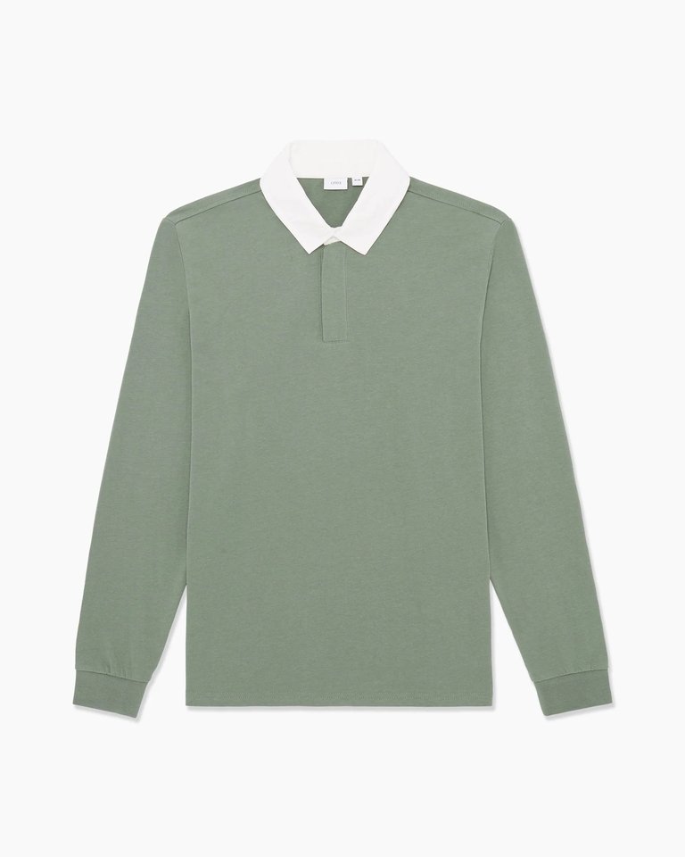 Long Sleeve Rugby Polo - Sea Moss