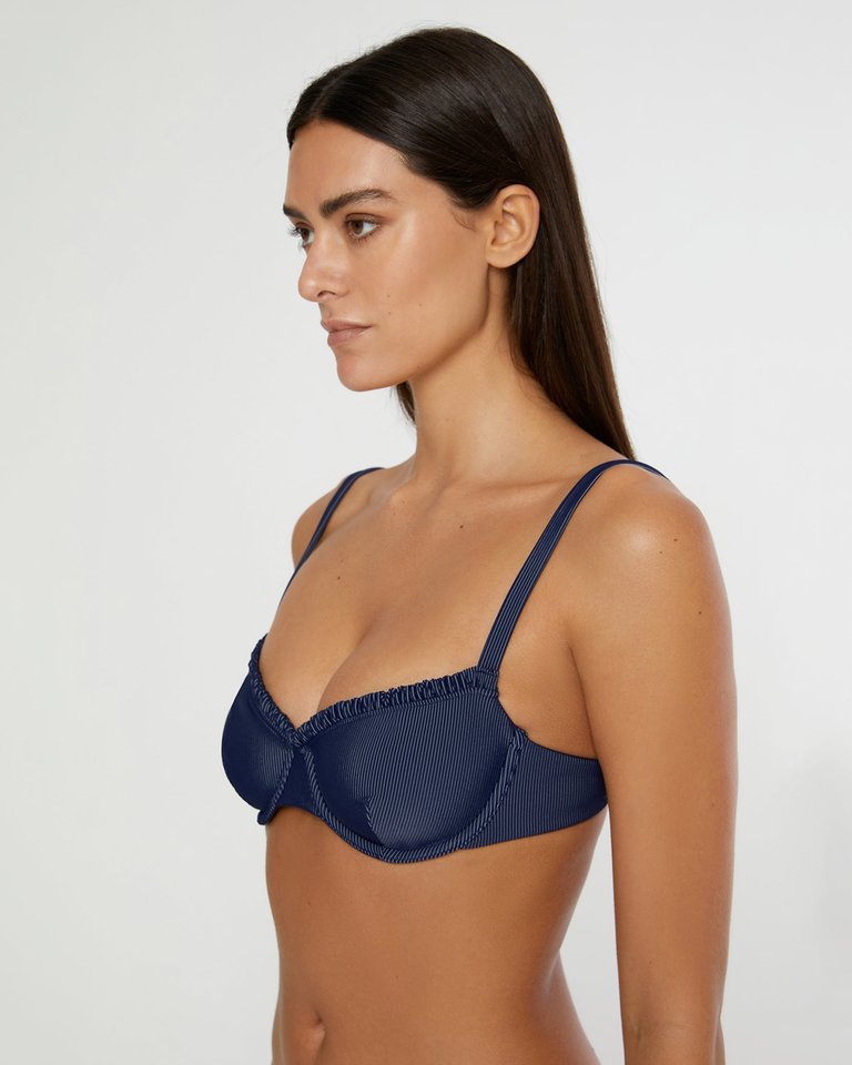 Marilyn Bikini Top - Deep Navy/White