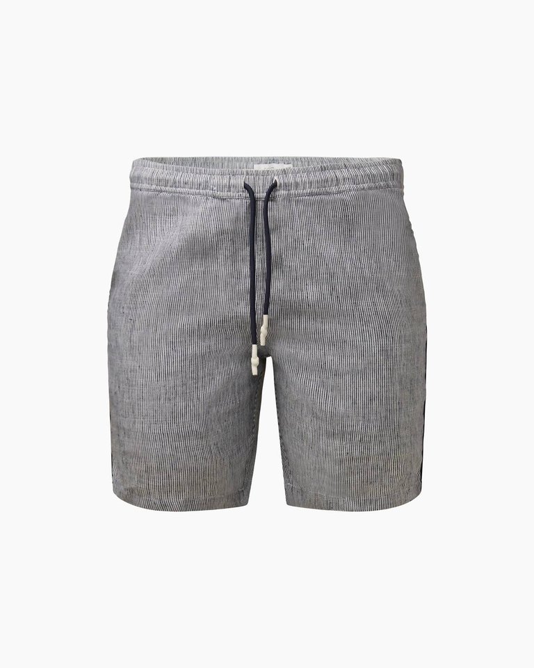 Men Water Resistant Linen Trunk In Navy/white - Navy/White