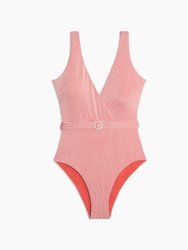 Michelle One Piece - Spiced Coral Striped