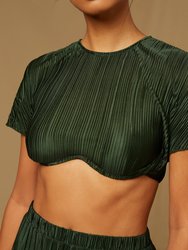 Plisse Underwire Top - Forest Green