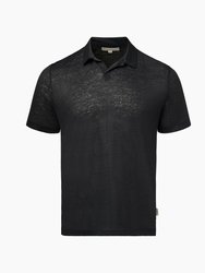 Shaun Linen Polo T-Shirt - Gunmetal