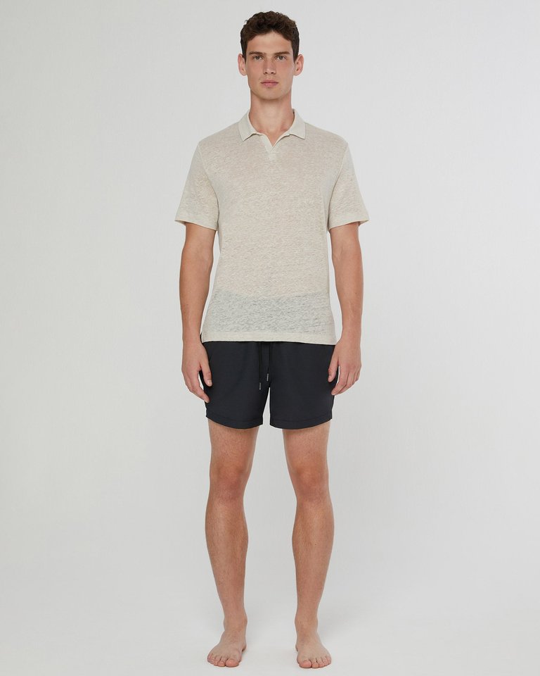 Shaun Linen Polo T-Shirt - Stone - Stone