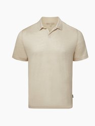 Shaun Linen Polo T-Shirt - Stone