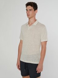 Shaun Linen Polo T-Shirt - Stone