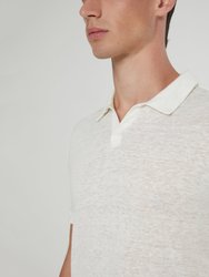 Shaun Linen Polo T-Shirt - White