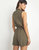 Sleeveless Button Front Linen Romper - Army-Green