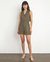 Sleeveless Button Front Linen Romper - Army-Green