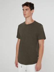 Slub Scallop Tee - Dark Olive