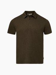 Slub Short Sleeve Polo - Dark Olive