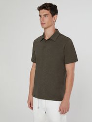 Slub Short Sleeve Polo - Dark Olive