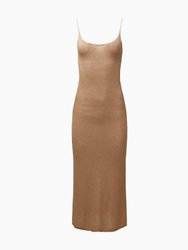 Textured Linen Sweater Scoop Maxi Dress - Sand - Sand