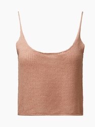 Textured Linen Sweater Scoop Tank - Clay - Clay
