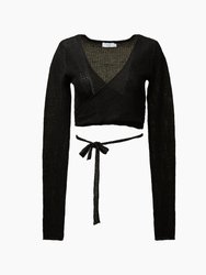 Textured Linen Sweater Wrap - Black
